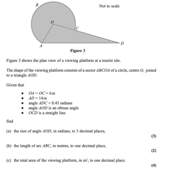 Solved B Not to scale с D Figure 3 Figure 3 shows the plan | Chegg.com