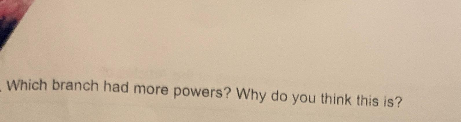 Solved Which branch had more powers? Why do you think this | Chegg.com