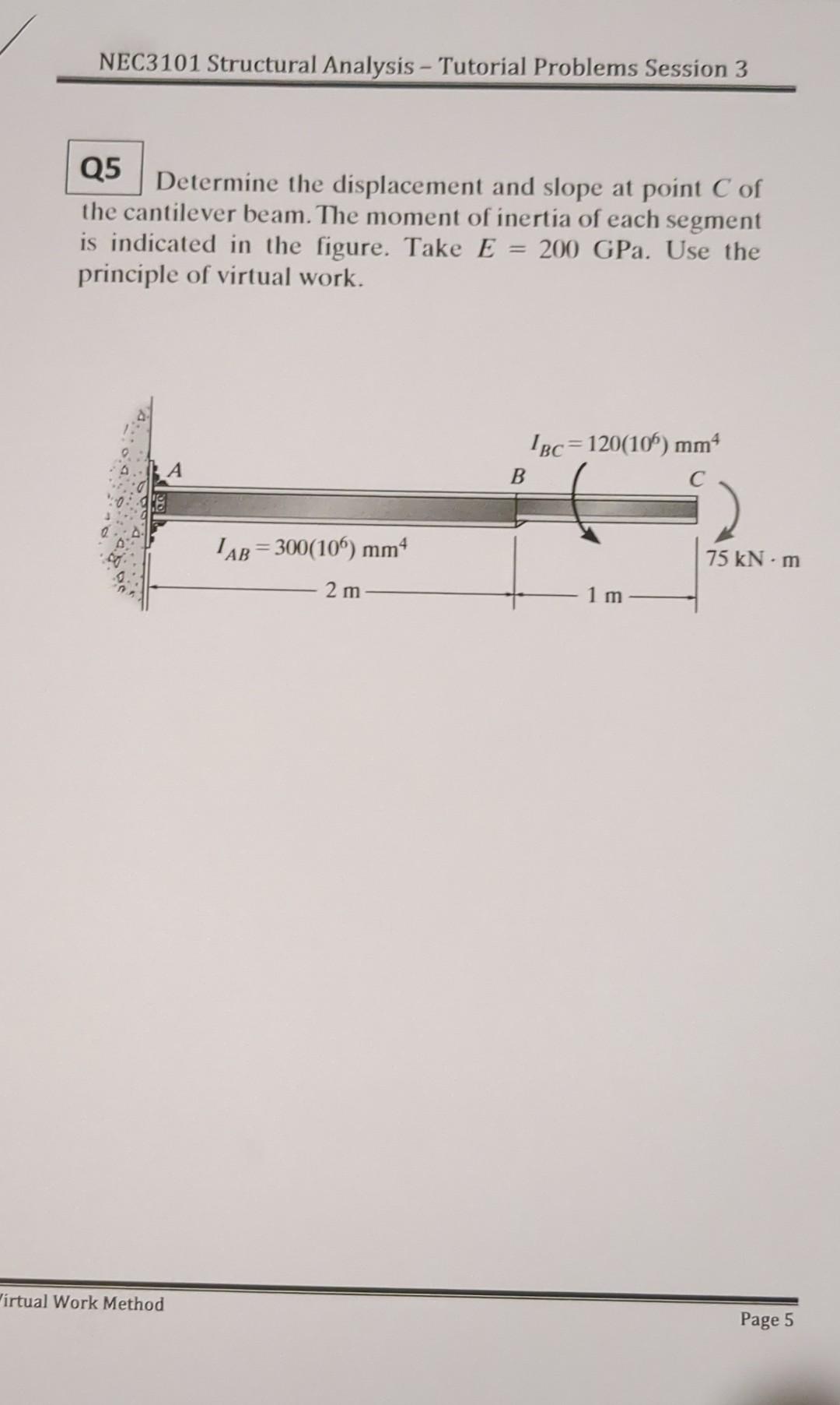 Solved Q5 Determine the displacement and slope at point C of | Chegg.com