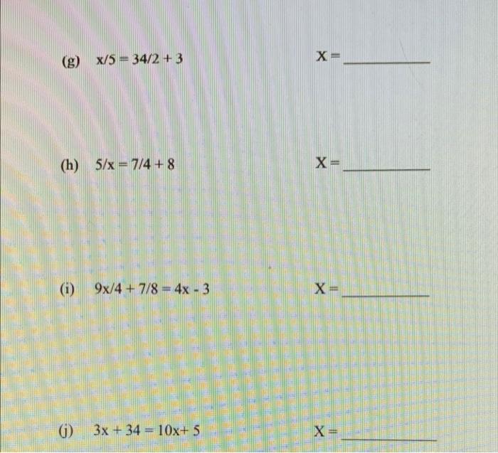 Solved Solve each of the following equations for "x". Show | Chegg.com