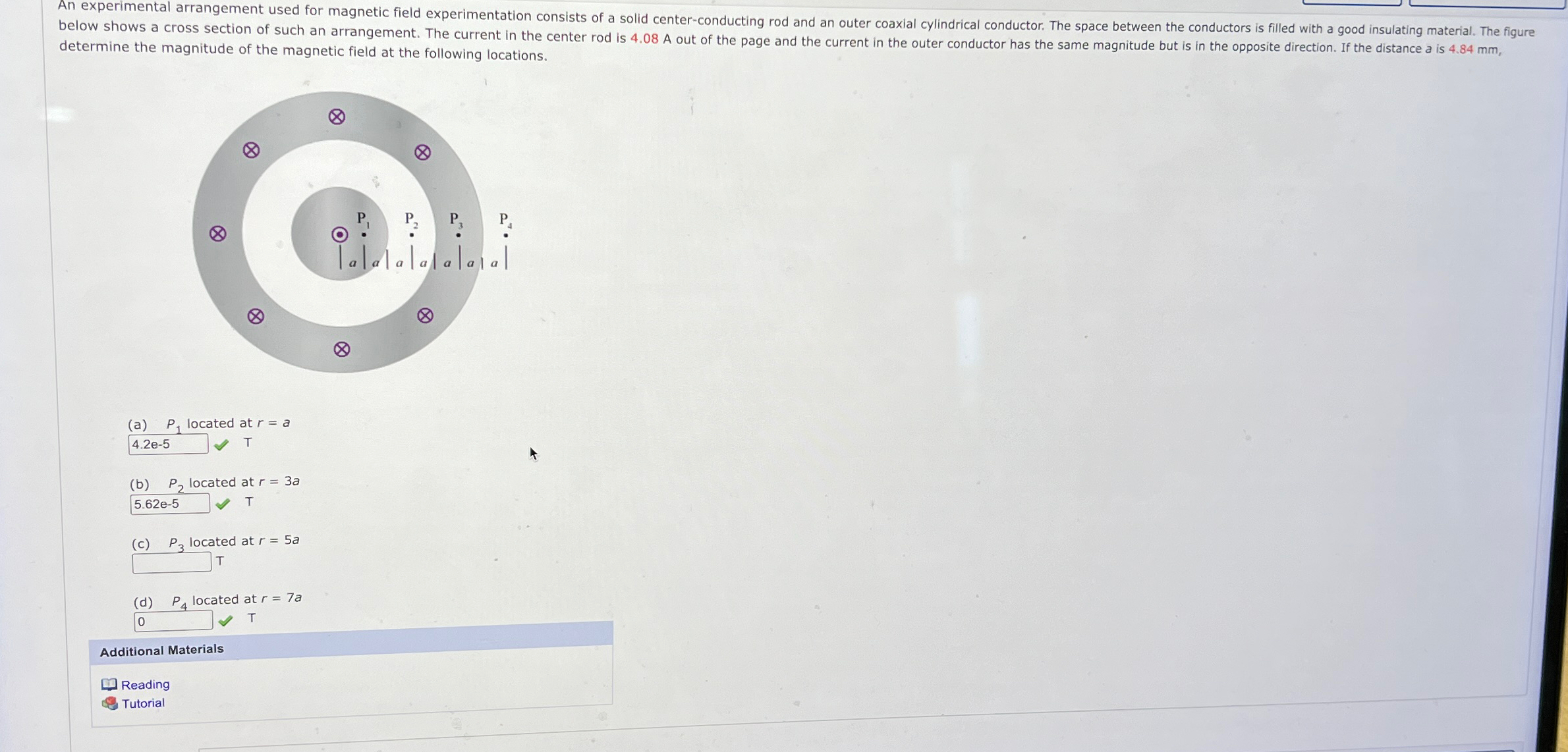 Solved determine the magnitude of the magnetic field at the | Chegg.com