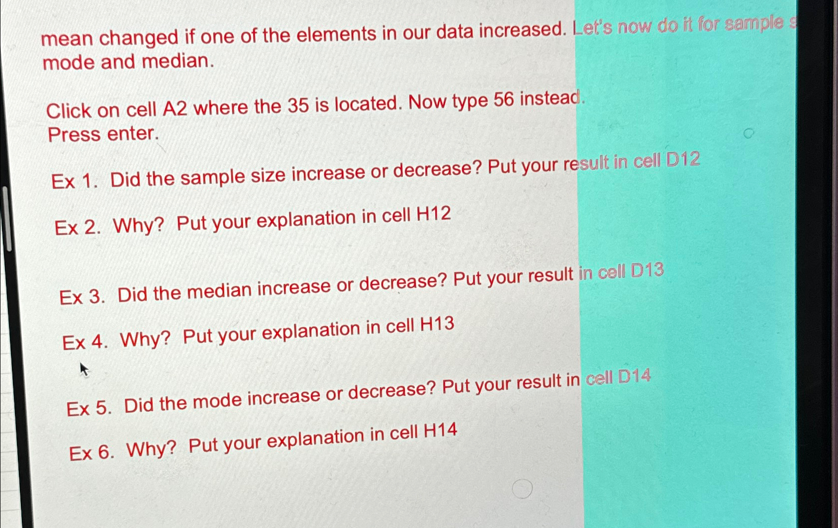 Solved mean changed if one of the elements in our data | Chegg.com