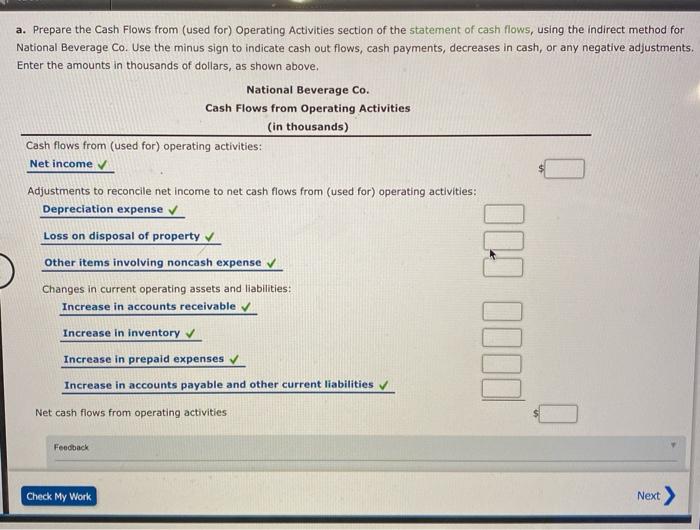 Solved eBook Cash Flows from Operating ActivitiesIndirect