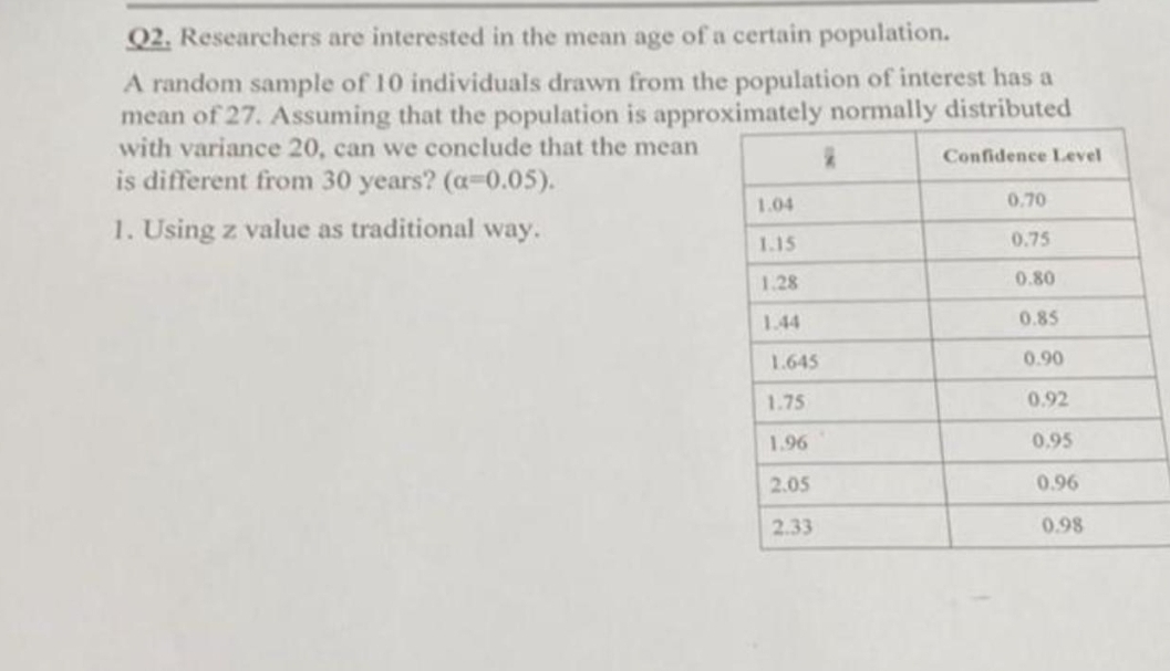 Solved Q2. ﻿Researchers are interested in the mean age of a | Chegg.com