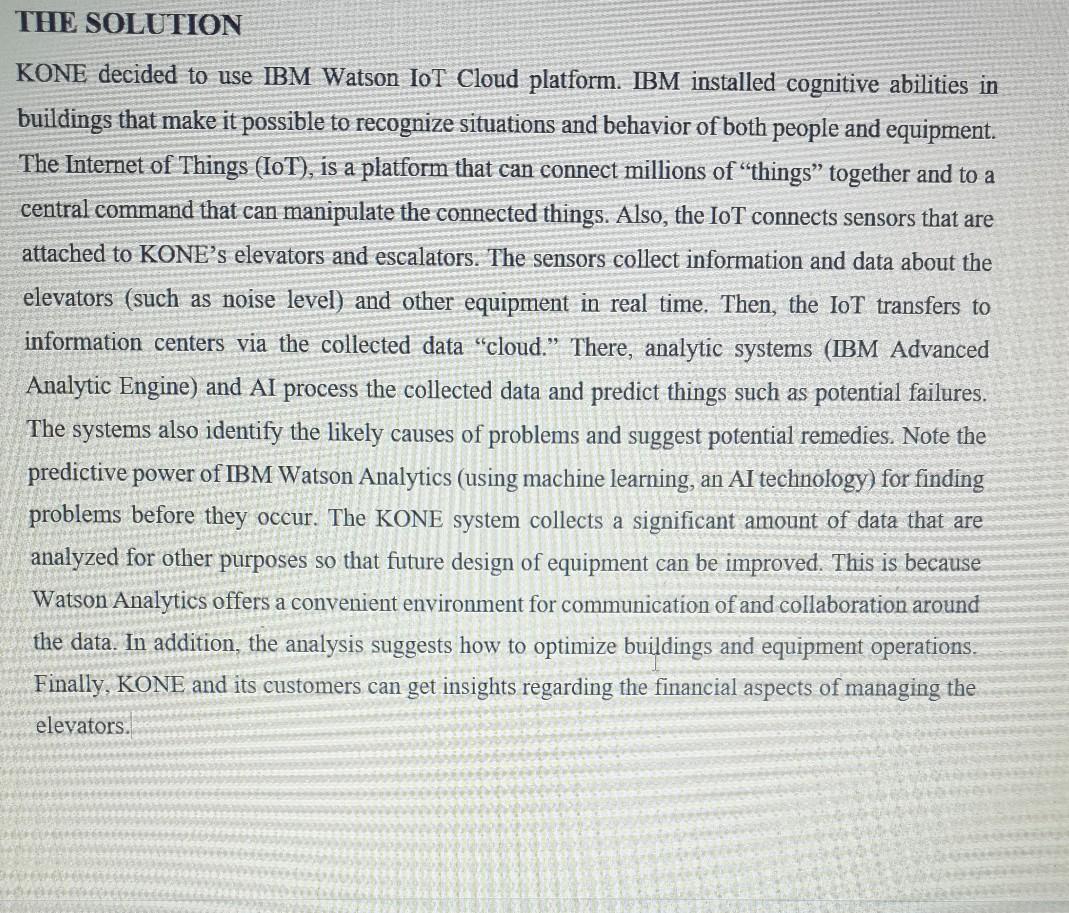 Solved How Intelligent Systems Work for KONE Elevators and | Chegg.com