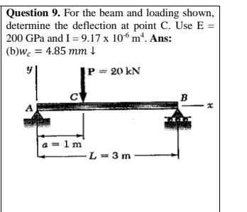 Solved Question 9. For The Beam And Loading Shown, Determine | Chegg.com