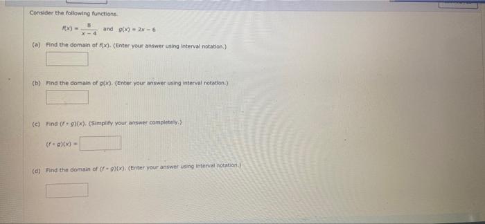 Solved Consider the following functions. and g(x)=2x-6 (a) | Chegg.com