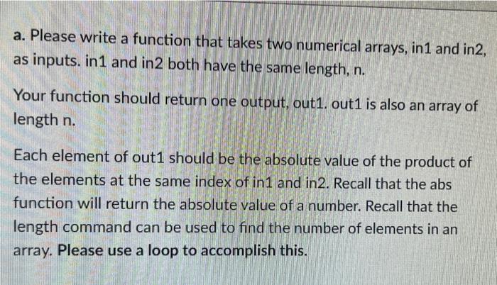 Solved a. Please write a function that takes two numerical | Chegg.com