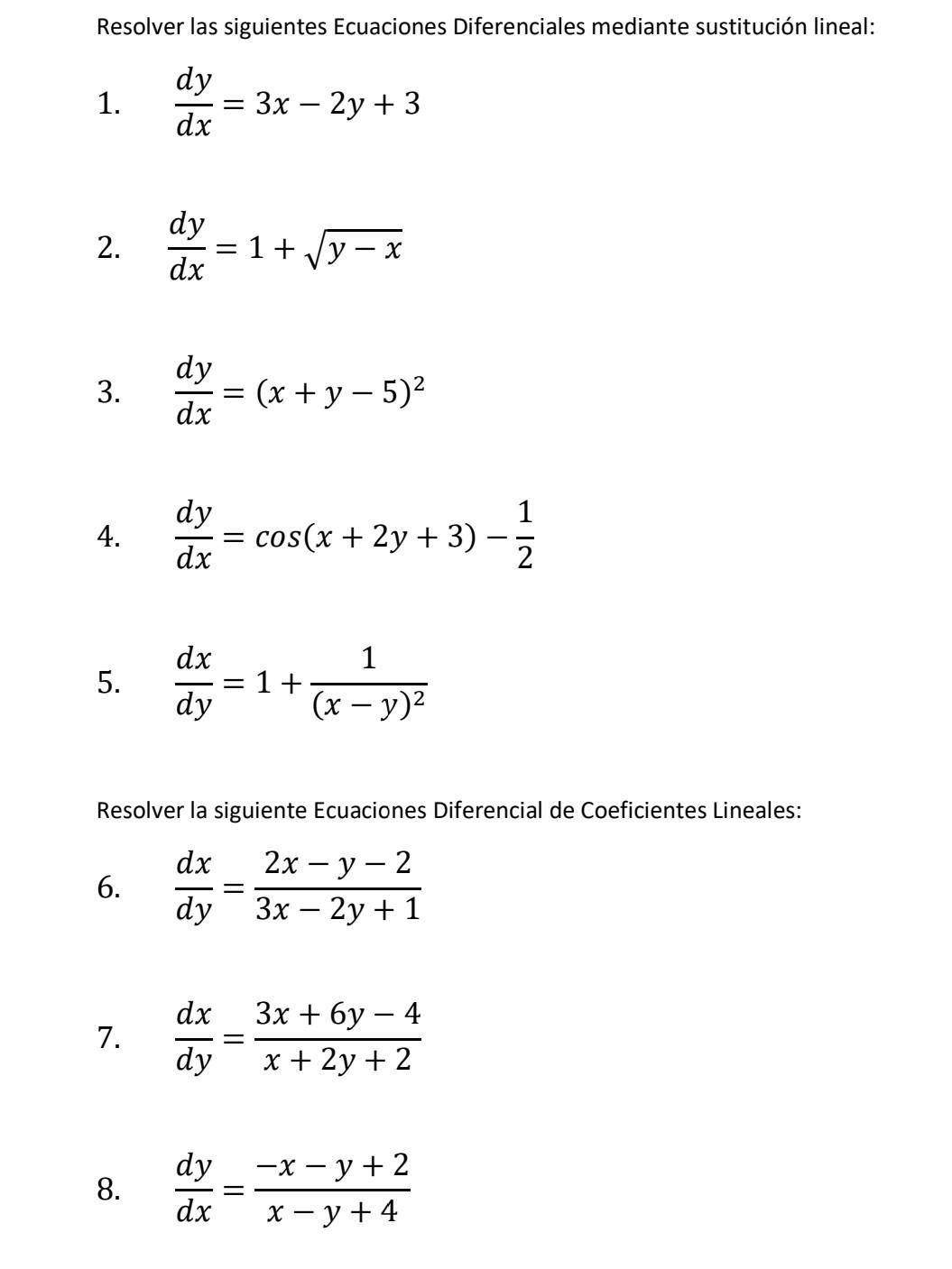 Solved Resolver las siguientes Ecuaciones Diferenciales | Chegg.com