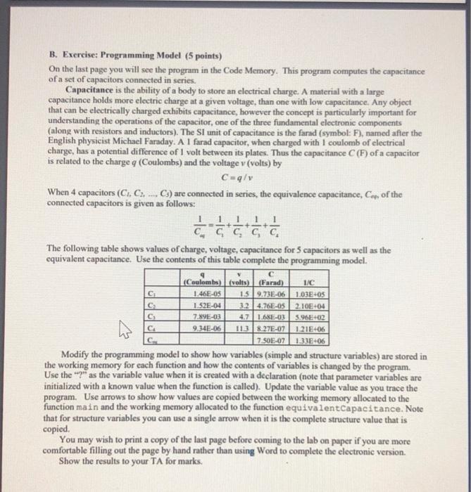 B. Exercise: Programming Model (5 Points) On The Last | Chegg.com