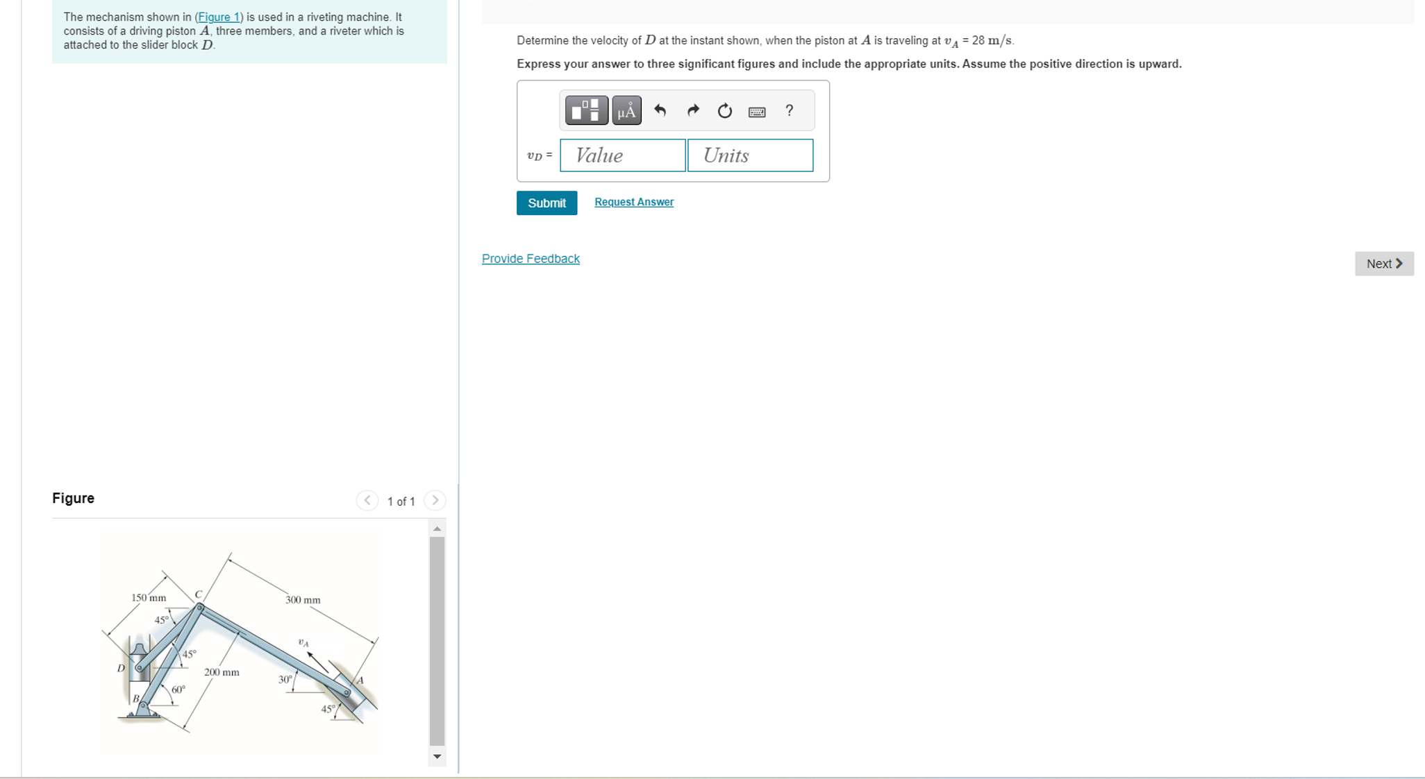 Solved The mechanism shown in (Figure 1) ﻿is used in a | Chegg.com