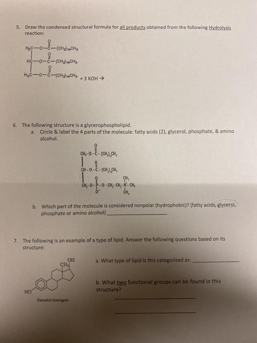 Solved 5. Draw the condensed structural formula for all | Chegg.com