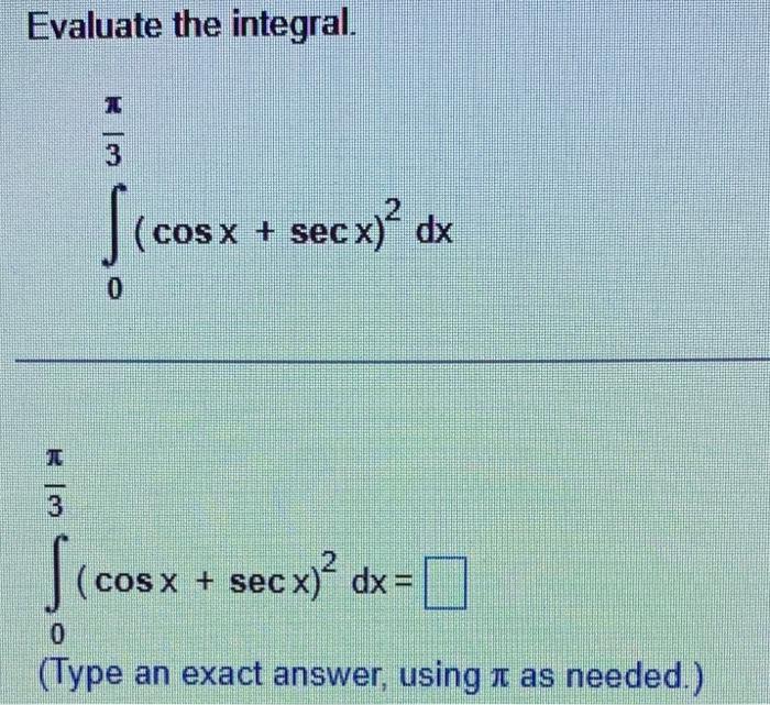 Evaluate the integral.
\[
\int_{0}^{\frac{\pi}{3}}(\cos x+\sec x)^{2} d x
\]
\[
\int_{0}^{\frac{\pi}{3}}(\cos x+\sec x)^{2} d