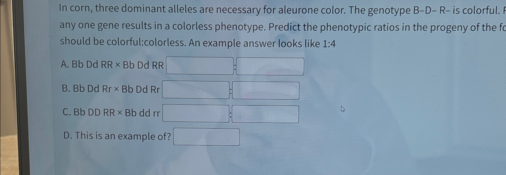 Solved In corn, three dominant alleles are necessary for | Chegg.com