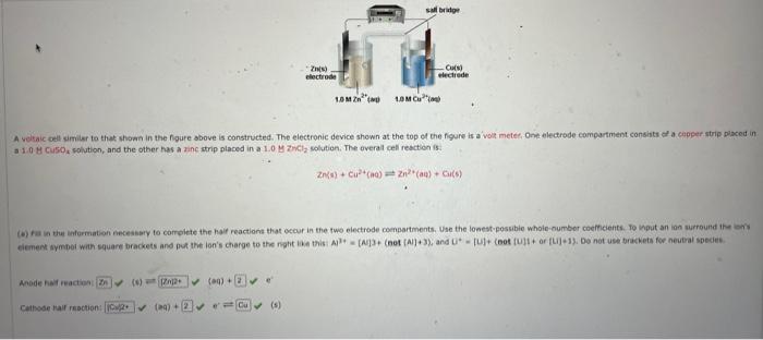 Solved A voltaic cell similiar to that shown in the figure | Chegg.com