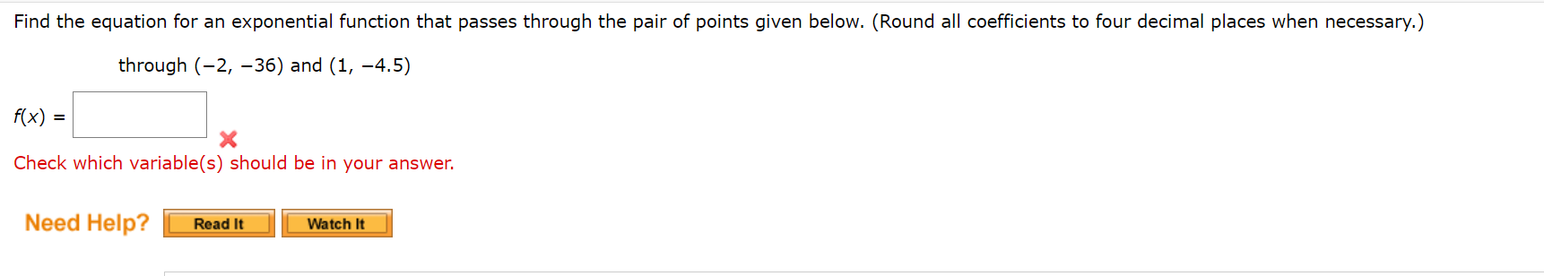 Solved Find the equation for an exponential function that | Chegg.com
