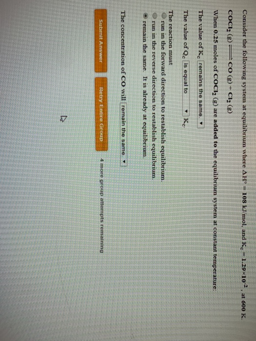 Solved Consider the following system at equilibrium where AH | Chegg.com
