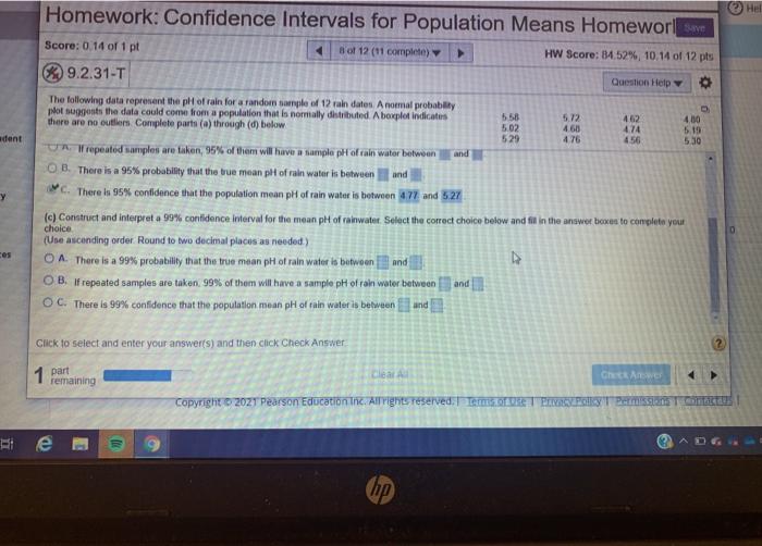 Solved Homework: Confidence Intervals for Population Means | Chegg.com