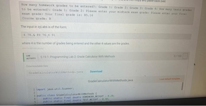 5. 19 Programming Lab 2: Grade Calculator With | Chegg.com