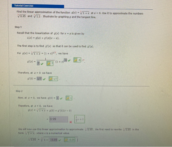 Solved Tutorial Exercise Find The Linear Approximation Of | Chegg.com