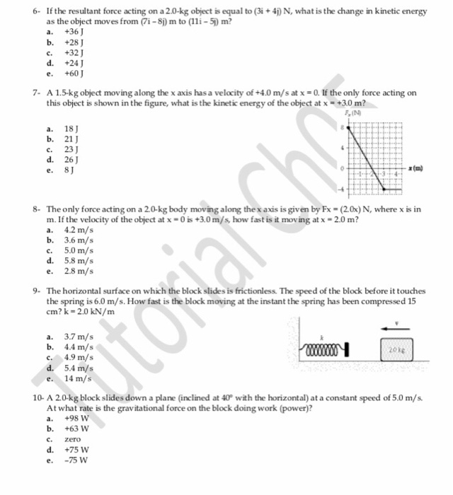 1 A Constant Force Of 12 N In The Positive X Chegg 