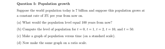 Solved Question 5: Population growth Suppose the world | Chegg.com
