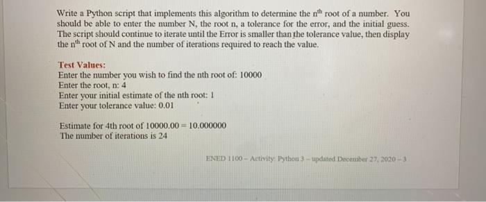 Solved ENED1100 - ACTIVITY PYTHON 3: REPETITION FLOW TASK 3 | Chegg.com