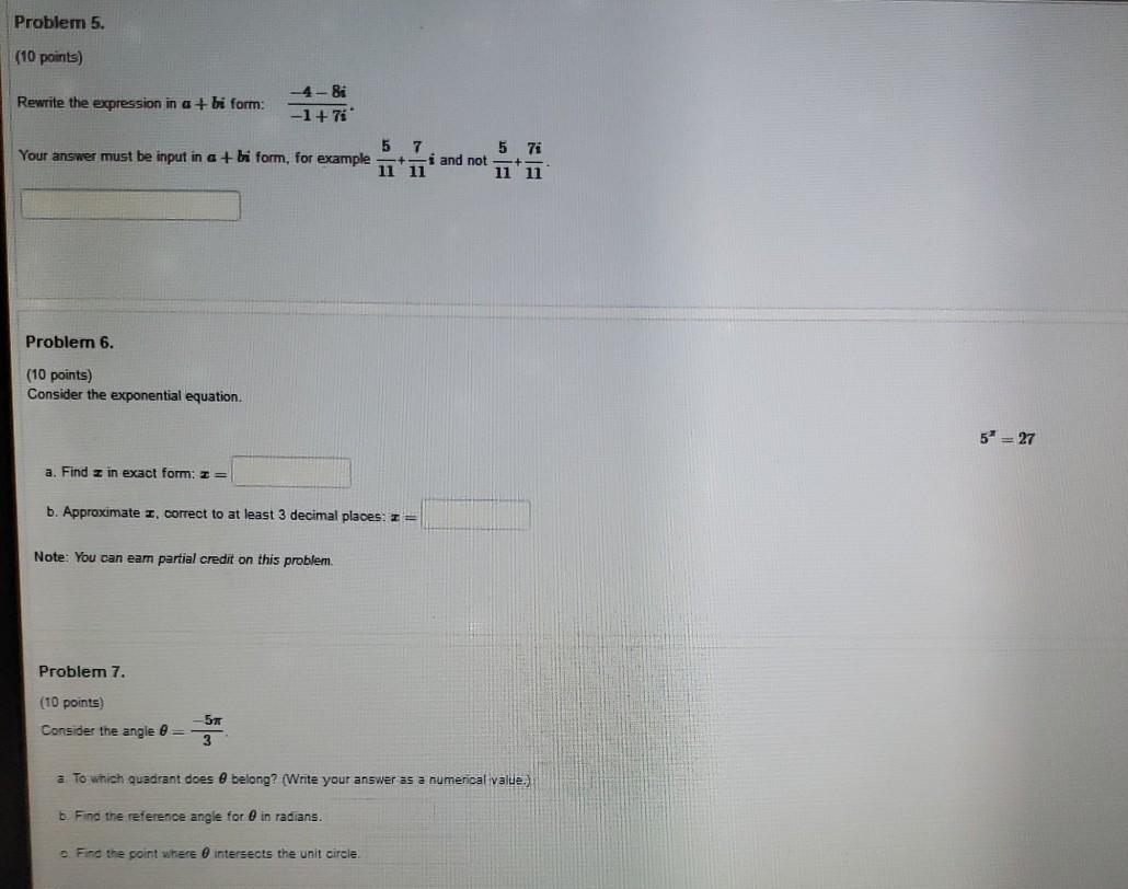 Solved Problem 5. (10 points) Rewrite the expression in a + | Chegg.com