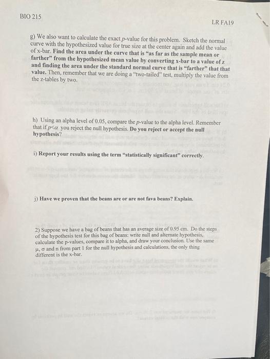 Solved BIO 215 LR FA19 Name: Introduction to Inference | Chegg.com