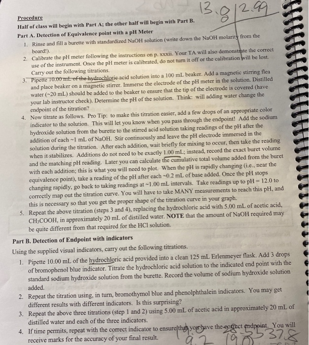 Solved Molarity of NaOH used:0 1216 M Ic. Titration of HCI | Chegg.com