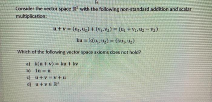 Solved Consider the vector space R2 with the following | Chegg.com
