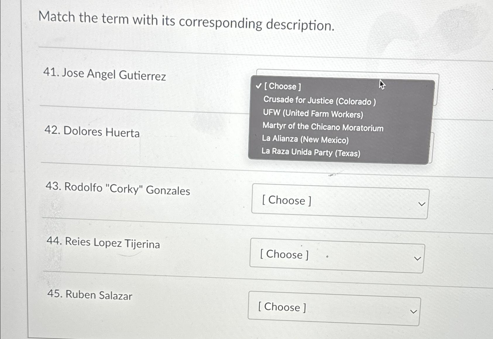 Solved Match the term with its corresponding description.41. | Chegg.com