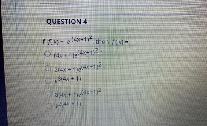 Solved Question 1 If Y X2 5x 1 E 2x Then Y O 2x2 Chegg Com