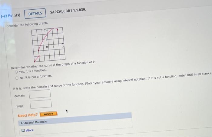 Solved SAPCALCBR1 1.1.039. Consider The Following Graph. | Chegg.com