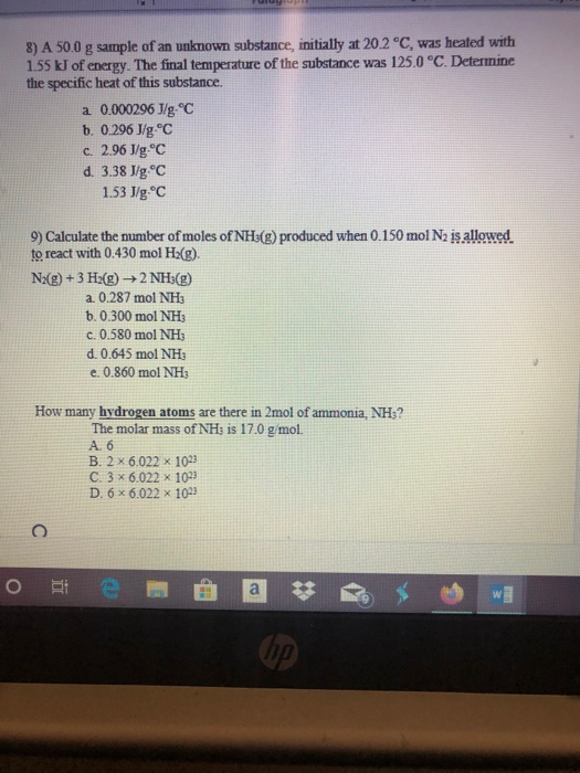 Solved 8 A 50 0 G Sample Of An Unknown Substance Initia Chegg Com