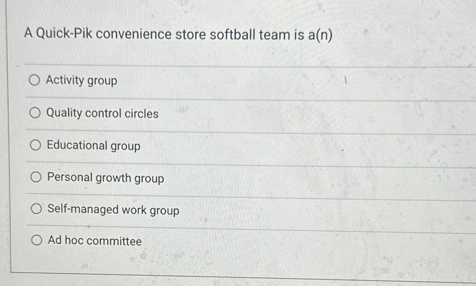 Solved A QuickPik convenience store softball team is