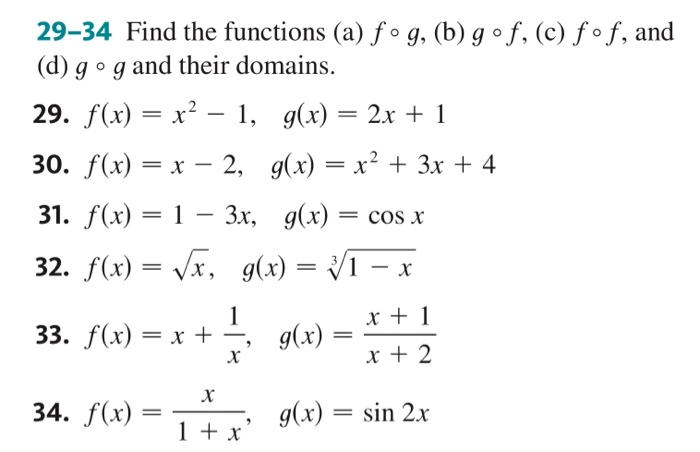 29 34 Find The Functions A Fog B Gºf C F F Chegg Com