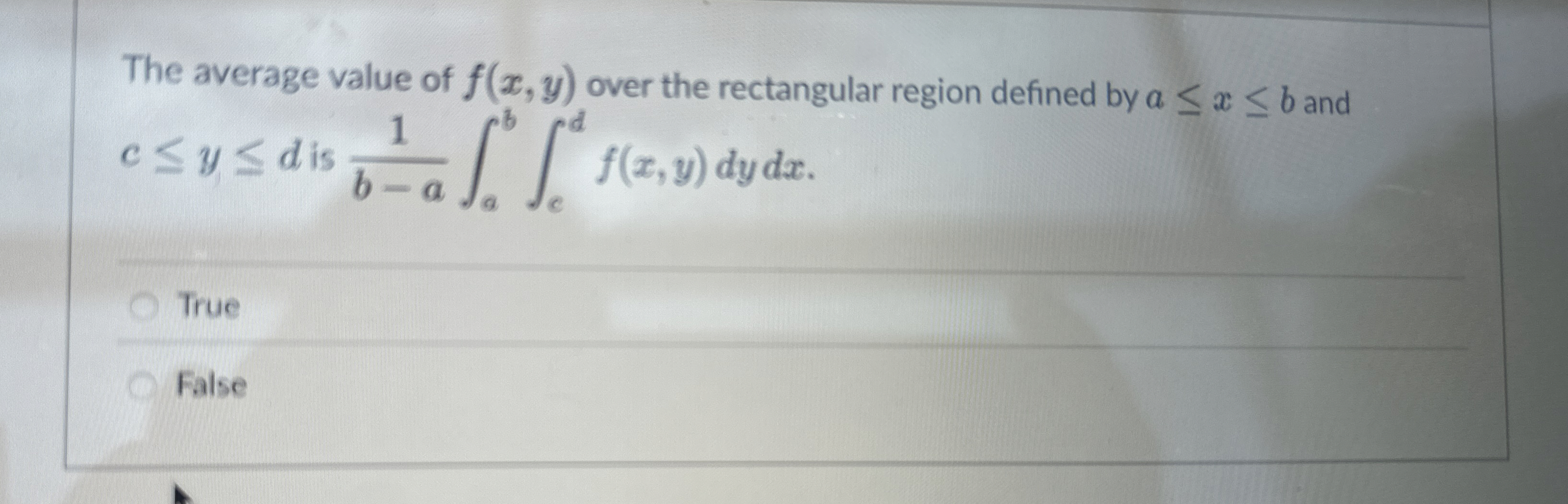 Solved The average value of f(x,y) ﻿over the rectangular | Chegg.com