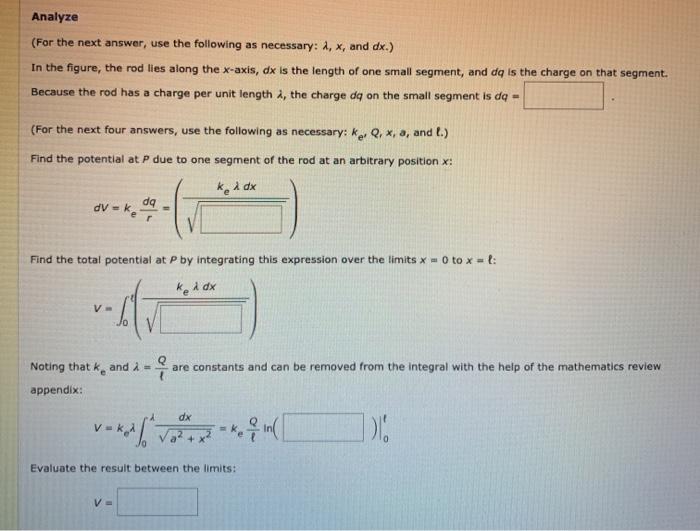 Solved Electric Potential Due to a Finite Line of Charge A | Chegg.com