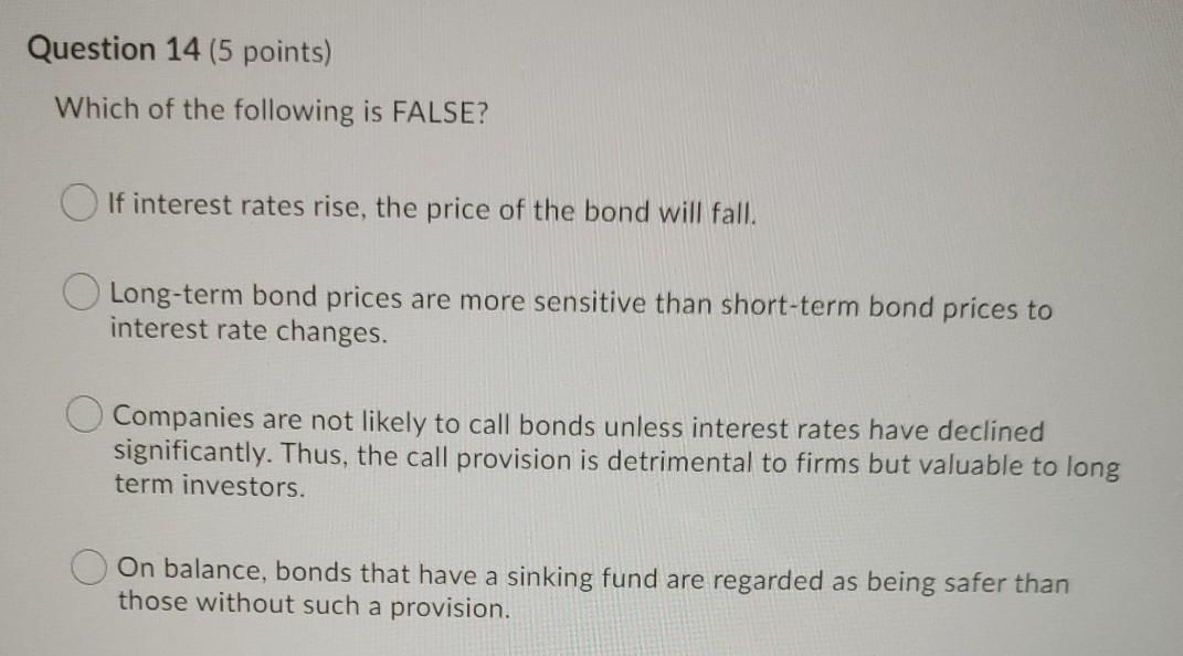 Solved Question 13 (5 points) Which of the following is | Chegg.com