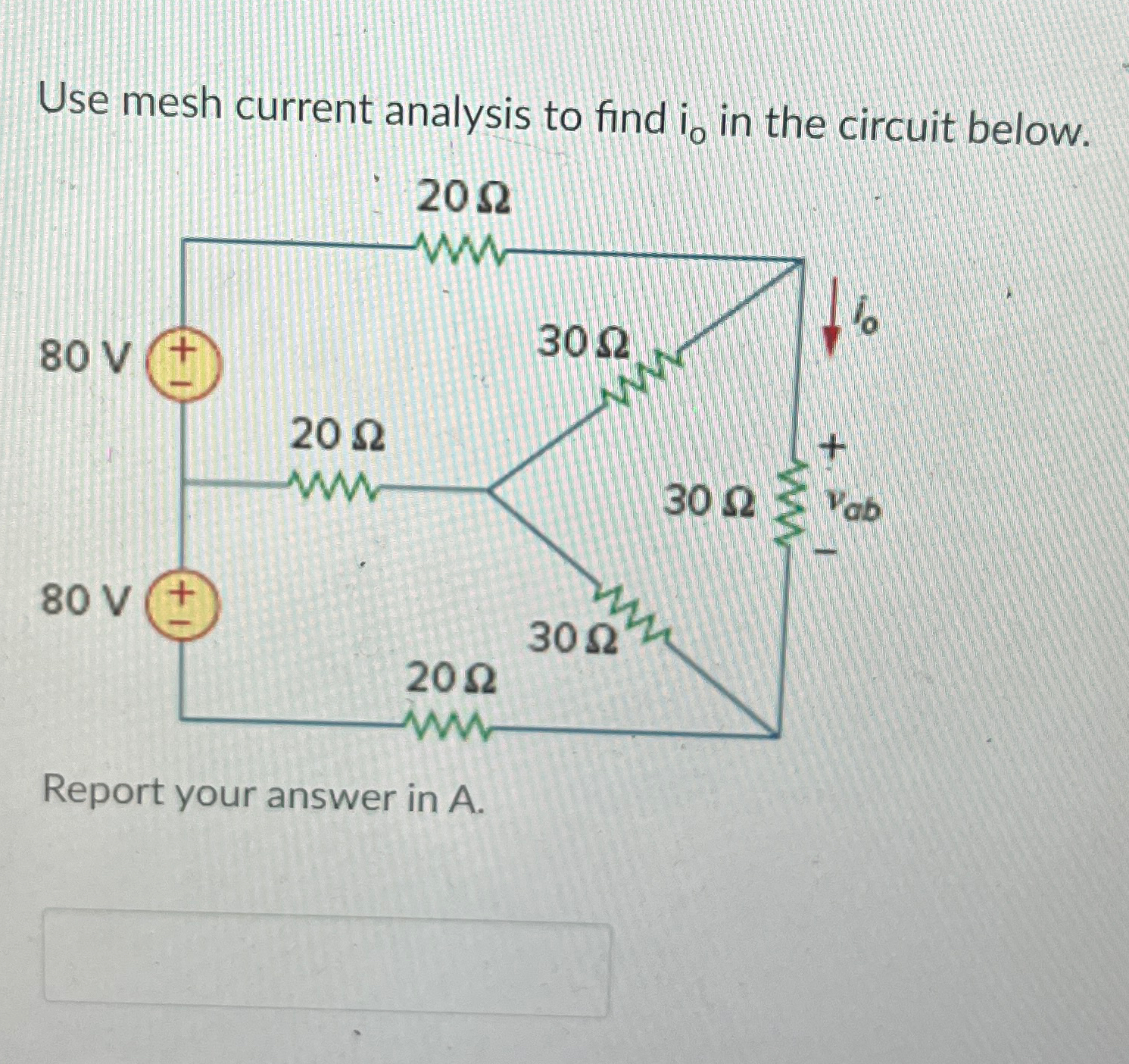 Solved Use mesh current analysis to find io ﻿in the circuit | Chegg.com