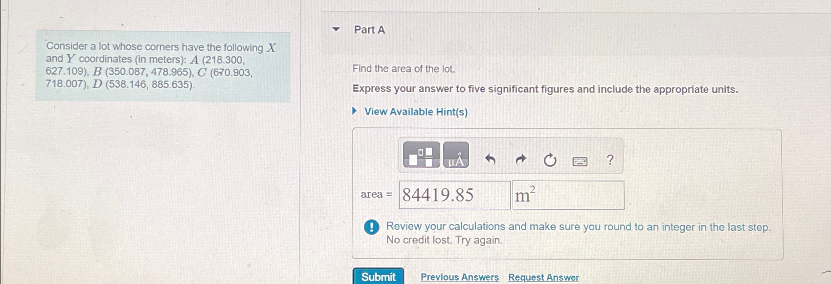 Solved Consider a lot whose corners have the following x | Chegg.com