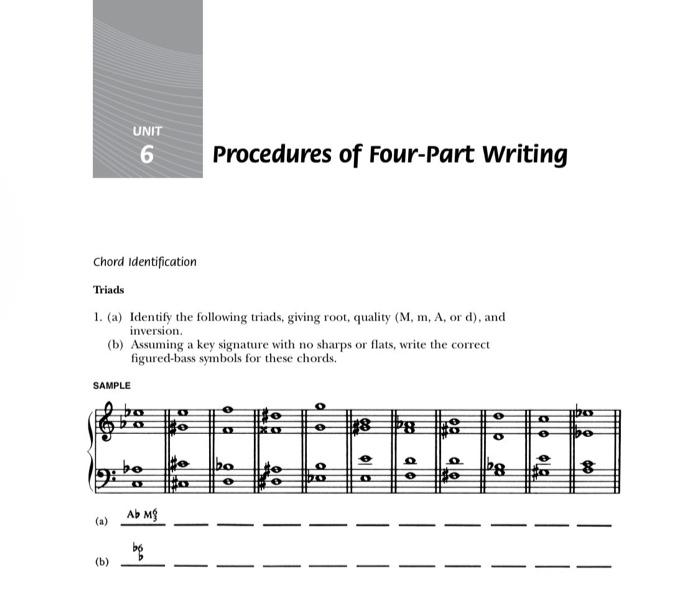 Please help me solve the following music theory | Chegg.com