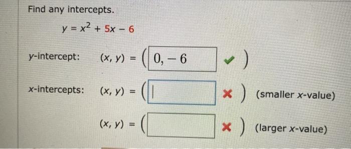 Find Any Intercepts Y X2 5x 6 Y Intercept X Chegg Com