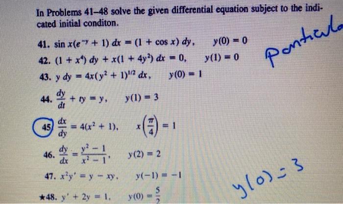 Solved In Problems 41-48 solve the given differential | Chegg.com