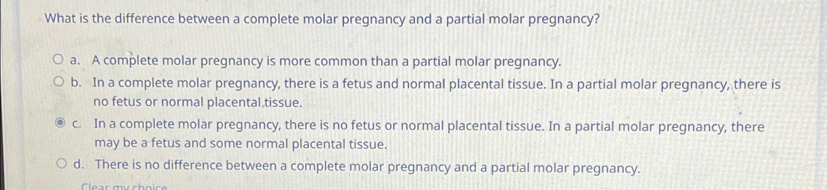 Solved What is the difference between a complete molar | Chegg.com