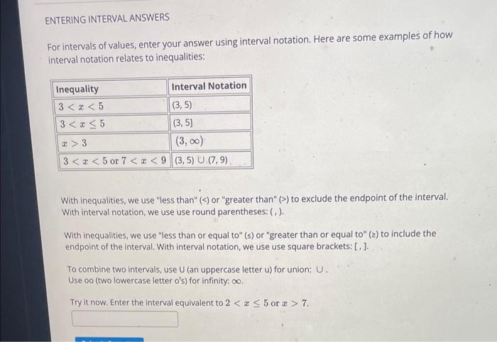 Solved For Intervals Of Values Enter Your Answer Using Chegg Com   Image