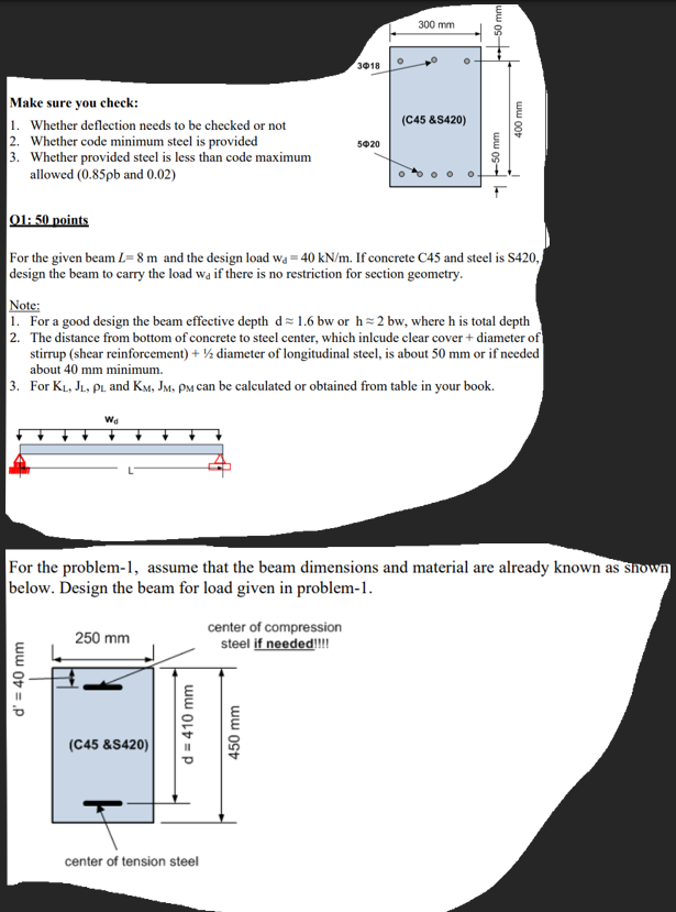Solved Make sure you check:Whether deflection needs to be | Chegg.com