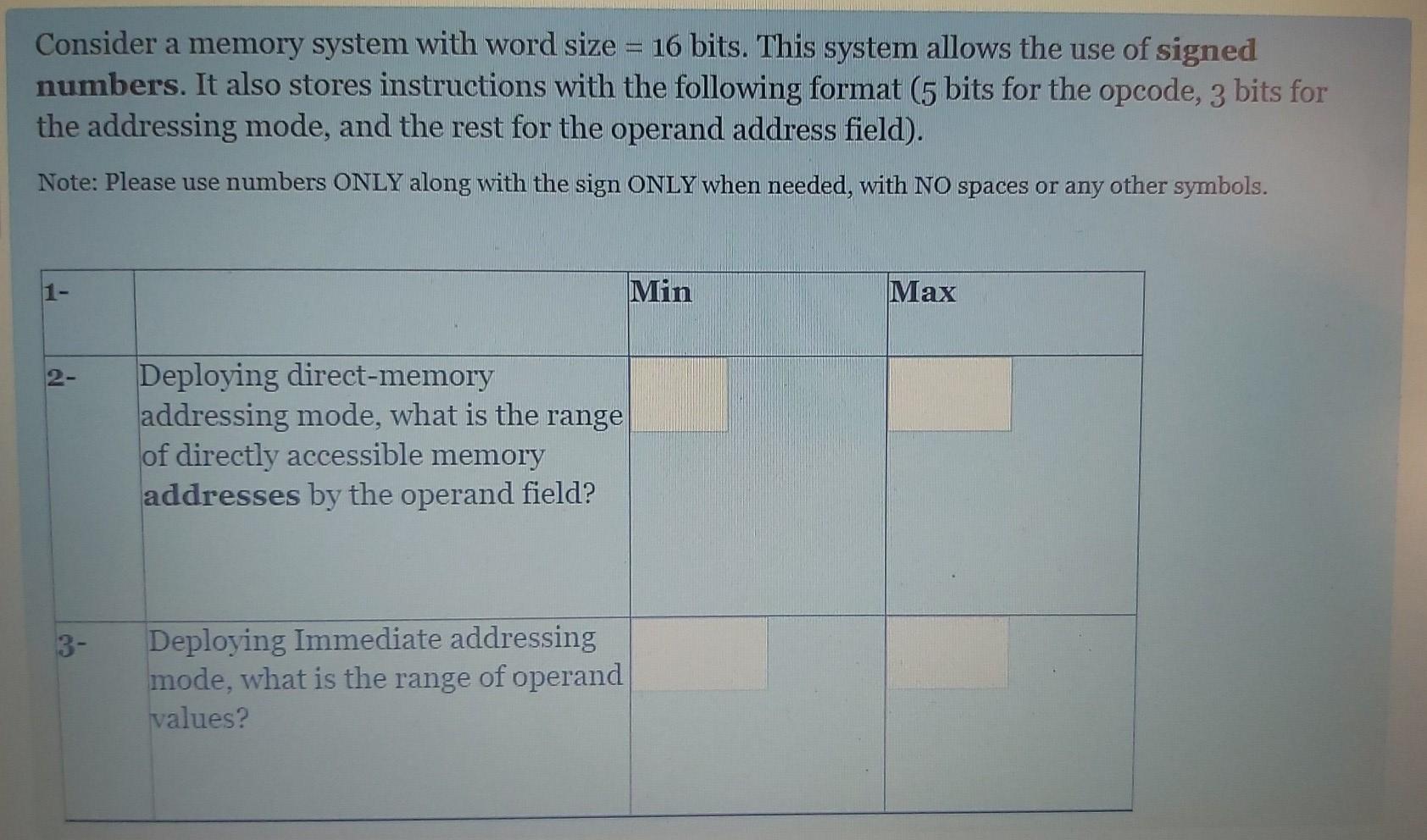 Solved Consider a memory system with word size = 16 bits. | Chegg.com