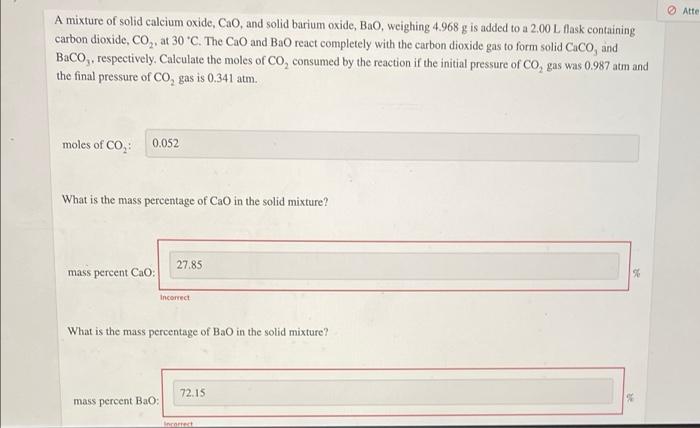 Solved Atte A mixture of solid calcium oxide, CaO, and solid | Chegg.com